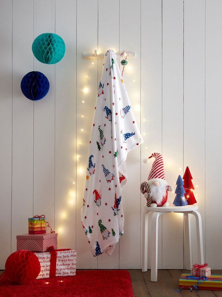 Fusion Red Festive Gonks Fleece Throw - Image 1 of 3