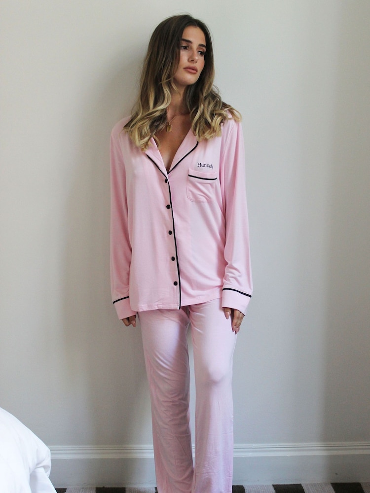 Personalised Jersey Long Sleeve Pyjamas Set By HA Design - Image 1 of 4