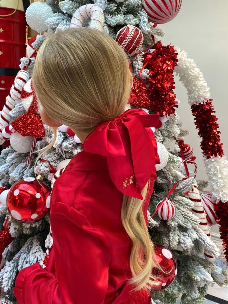 Personalised Satin Hair Bow Scrunchie by HA Design - Image 1 of 2