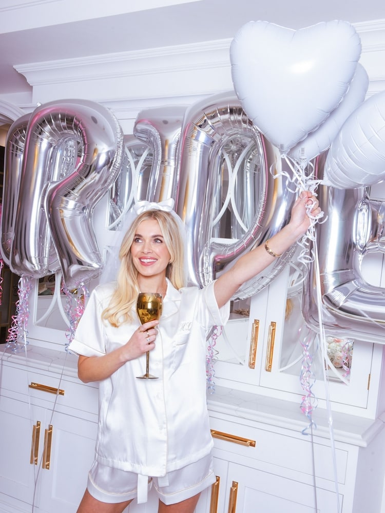 Personalised Bridal Luxury Satin Short Sleeve Pyjamas Set by HA Design - Image 2 of 4