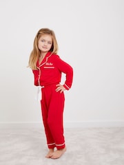 Girls Personalised Mini Long Sleeve 100% Cotton Pyjamas Set by HA Design - Image 1 of 3