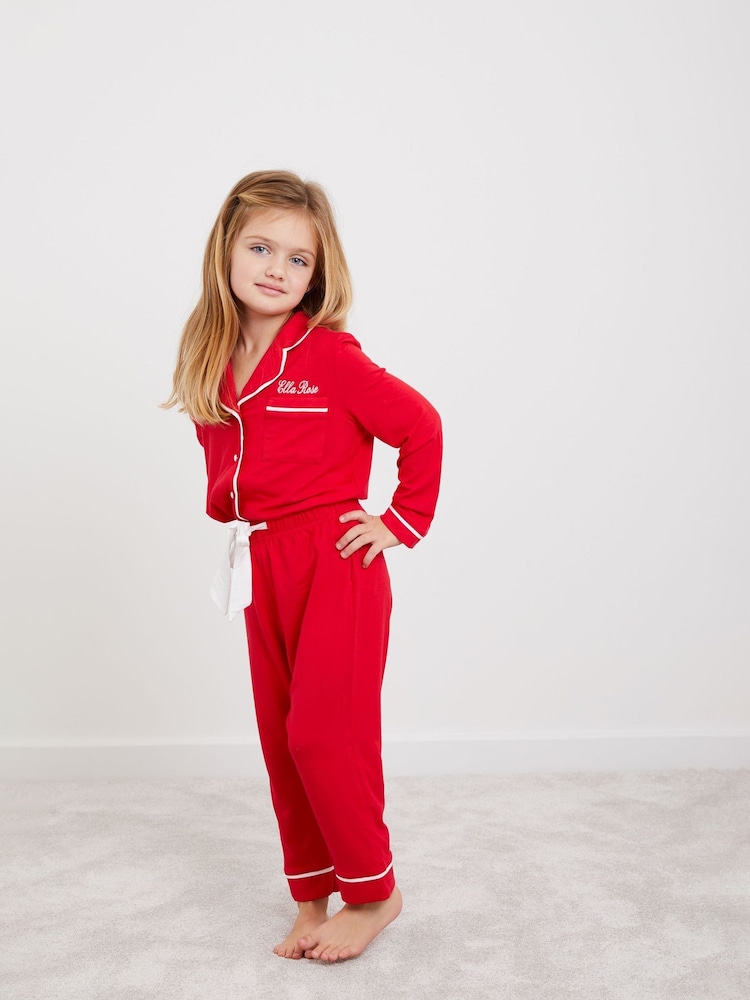 Girls Personalised Mini Long Sleeve 100% Cotton Pyjamas Set by HA Design - Image 1 of 3