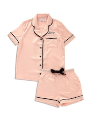 Childrens Personalised Mini Satin Short Sleeve Pyjamas Set by HA Design - Image 3 of 4