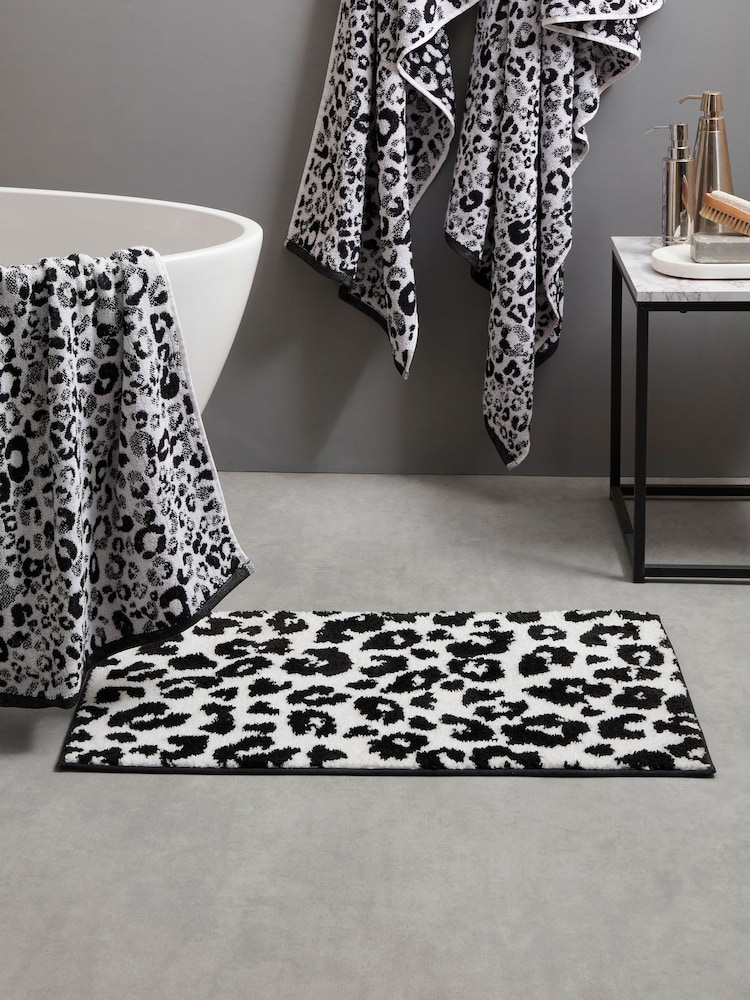 Fusion Black Animal Print Non-Slip Reverse Bath Mat - Image 1 of 3