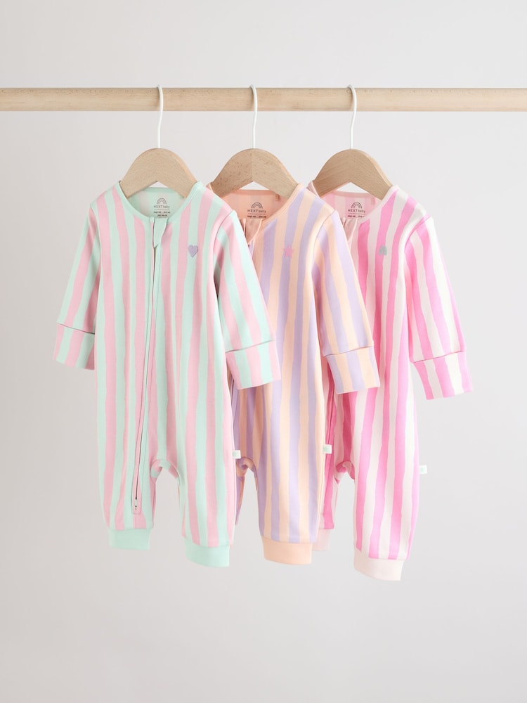Mehrfarbig - 3 Pack Two Way Zip Baby Footless 100% Cotton Sleepsuits (0mths-3yrs) - Bild 1 von 13 Mehrfarbig - 3 Pack Two Way Zip Baby Footless 100% Cotton Sleepsuits (0mths-3yrs) - Bild 1 von 13