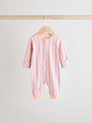 Multi 3 Pack Two Way Zip Baby Footless 100% Cotton Sleepsuits (0mths-3yrs) - Image 3 of 13
