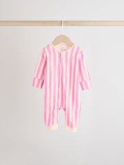 Multi 3 Pack Two Way Zip Baby Footless 100% Cotton Sleepsuits (0mths-3yrs) - Image 4 of 13