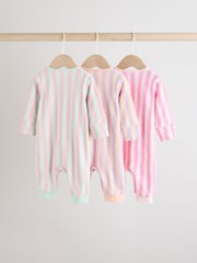Multi 3 Pack Two Way Zip Baby Footless 100% Cotton Sleepsuits (0mths-3yrs) - Image 5 of 13