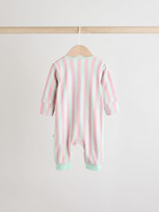 Multi 3 Pack Two Way Zip Baby Footless 100% Cotton Sleepsuits (0mths-3yrs) - Image 6 of 13