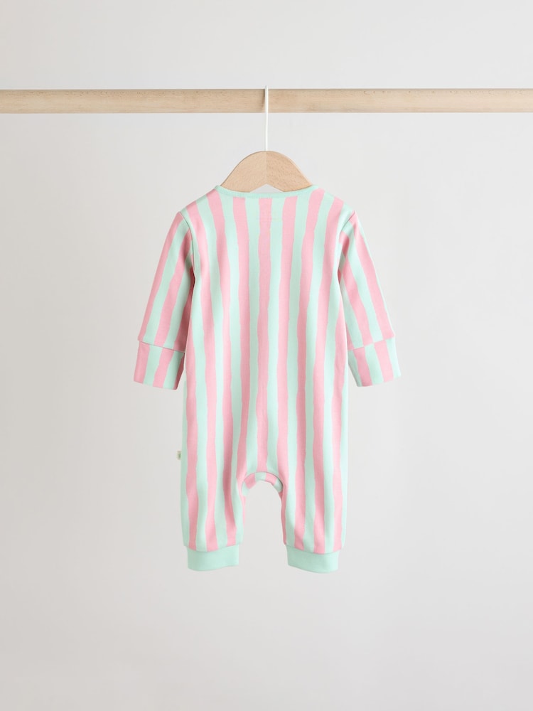 Multi 3 Pack Two Way Zip Baby Footless 100% Cotton Sleepsuits (0mths-3yrs) - Image 6 of 13