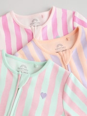 Multi 3 Pack Two Way Zip Baby Footless 100% Cotton Sleepsuits (0mths-3yrs) - Image 8 of 13