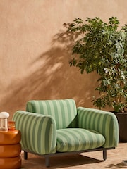 MADE.COM Green Stripe Samaya Outdoor Garden Lounge Chair - Image 1 of 5
