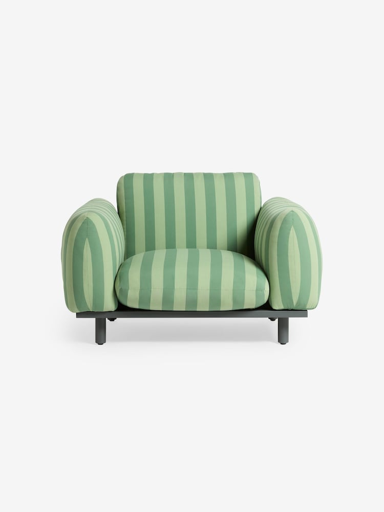 MADE.COM Green Stripe Samaya Outdoor Garden Lounge Chair - Image 5 of 5