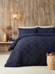 Fusion Navy Romo Fleece and Sherpa Duvet Cover Set - Image 1 of 4