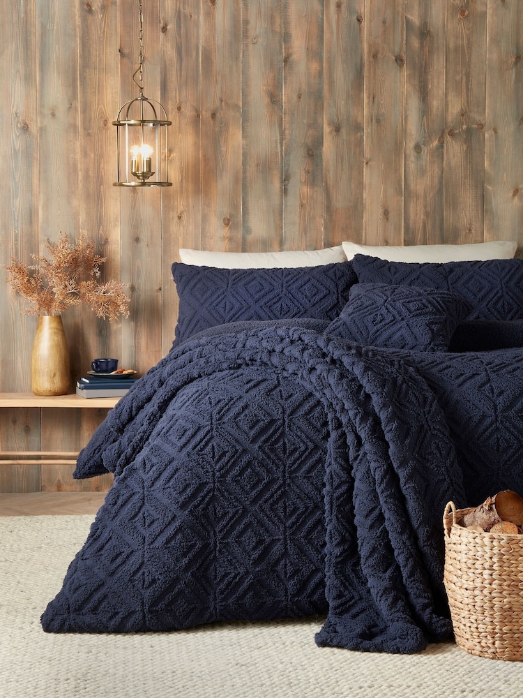 Fusion Navy Romo Fleece and Sherpa Duvet Cover Set - Image 2 of 4