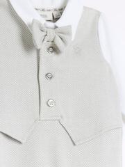 River Island Grey Boys Herringbone 100% Cotton Shirt Set - Image 3 of 4