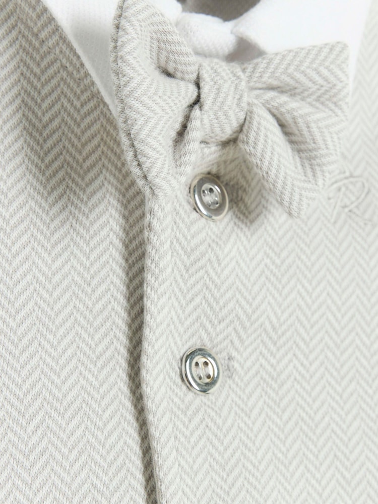 River Island Grey Boys Herringbone 100% Cotton Shirt Set - Image 4 of 4