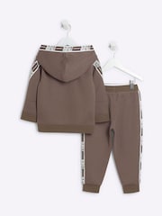 River Island Brown Regular Fit Boys Sporty Hoodie Jog Set - Image 2 of 5