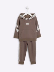 River Island Brown Regular Fit Boys Sporty Hoodie Jog Set - Image 3 of 5