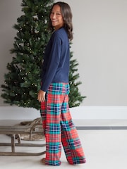 Threadbare Blue 100% Cotton Long Sleeve Christmas Check Pyjamas Set - Image 2 of 5