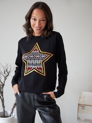 Threadbare Black Fairisle Knitted Christmas Jumper - Image 1 of 5