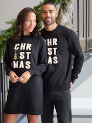 Threadbare Black Christmas Slogan Sweatshirt - Image 3 of 5