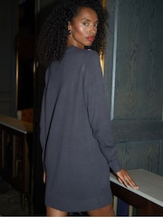 Threadbare Grey Crew Neck Knitted Christmas Jumper Dress - Image 2 of 4