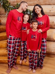 Threadbare Red Curve 100% Cotton Long Sleeve Christmas Check Pyjama Set - Image 2 of 5