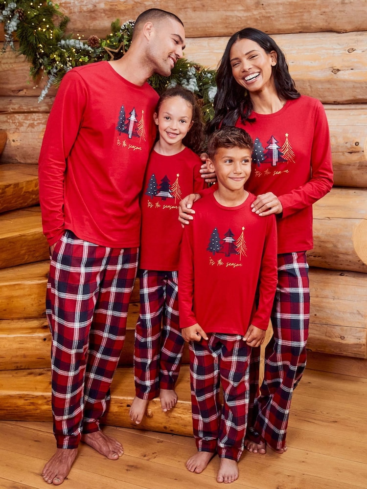 Threadbare Red Curve 100% Cotton Long Sleeve Christmas Check Pyjama Set - Image 2 of 5