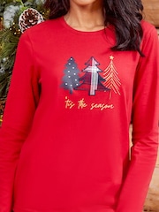 Threadbare Red Curve 100% Cotton Long Sleeve Christmas Check Pyjama Set - Image 3 of 5