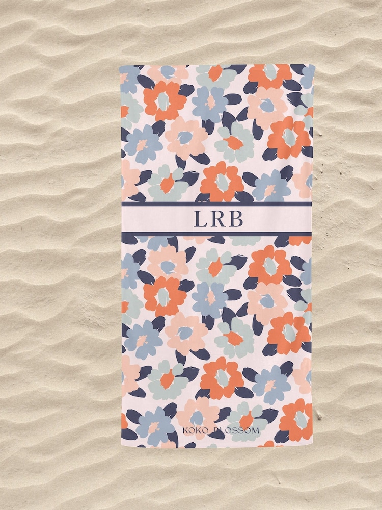 Personalised Floral Beach Towel by Koko Blossom - Image 1 of 2