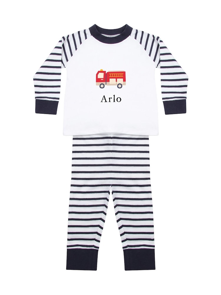 Personalised 100% Cotton Fire Engine Pyjamas by Koko Blossom - Image 1 of 2