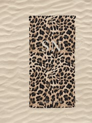 Personalised Leopard Print Beach Towel by Koko Blossom - Image 1 of 2