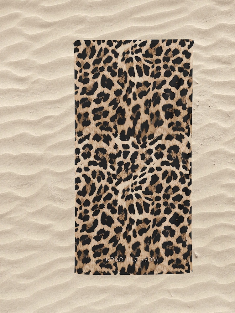 Personalised Leopard Print Beach Towel by Koko Blossom - Image 2 of 2
