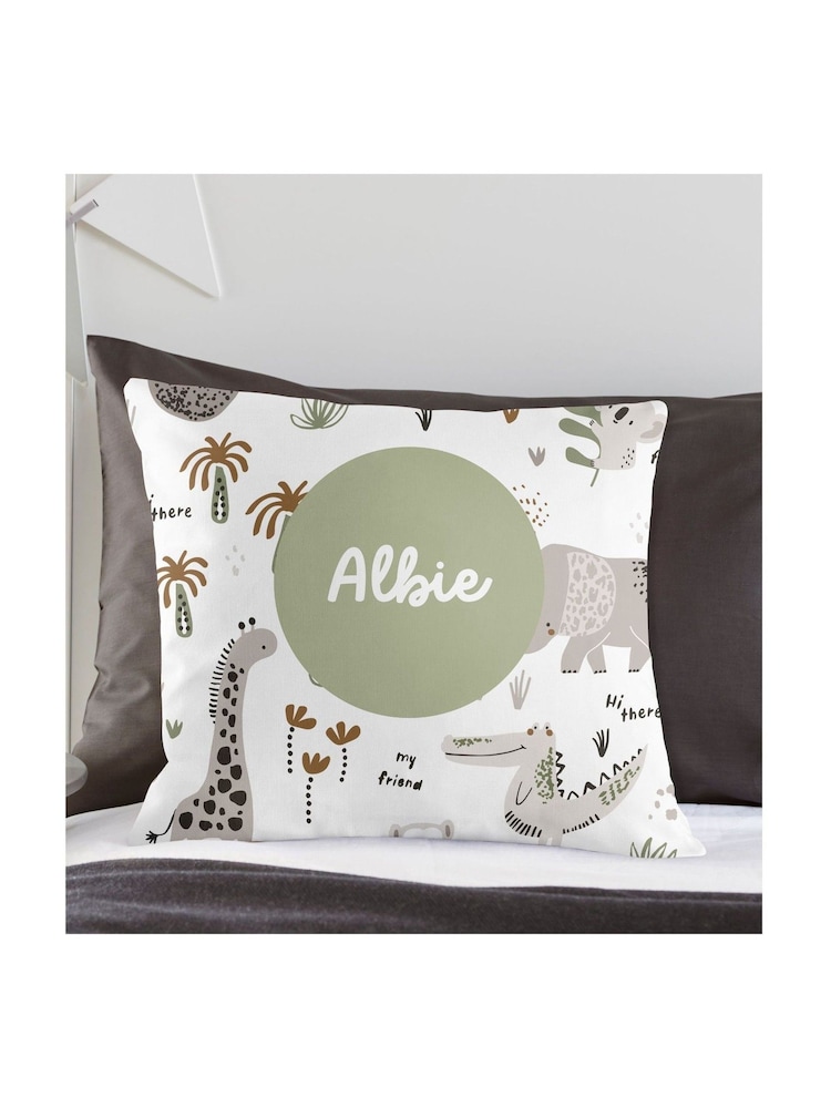 100% Linen Personalised Kids Safari Cushion by Koko Blossom - Image 1 of 3