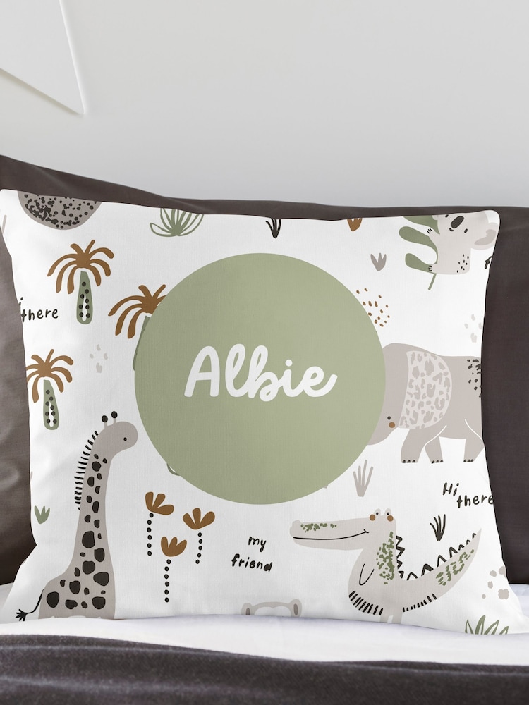 100% Linen Personalised Kids Safari Cushion by Koko Blossom - Image 2 of 3