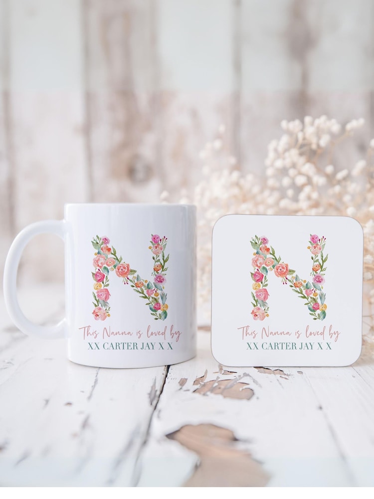 Personalised Floral Initial Mug Coaster By Koko Blossom - Image 1 of 2
