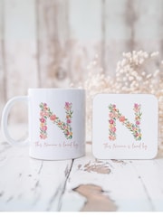 Personalised Floral Initial Mug Coaster By Koko Blossom - Image 2 of 2