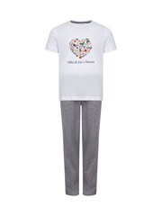 Womens Personalised 100% Cotton Floral Heart Pyjamas by Koko Blossom - Image 1 of 2