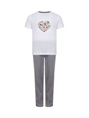Womens Personalised 100% Cotton Floral Heart Pyjamas by Koko Blossom - Image 2 of 2
