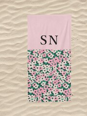 Personalised Floral Beach Towel by Koko Blossom - Image 1 of 2