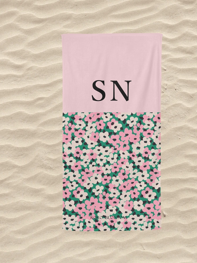 Personalised Floral Beach Towel by Koko Blossom - Image 1 of 2