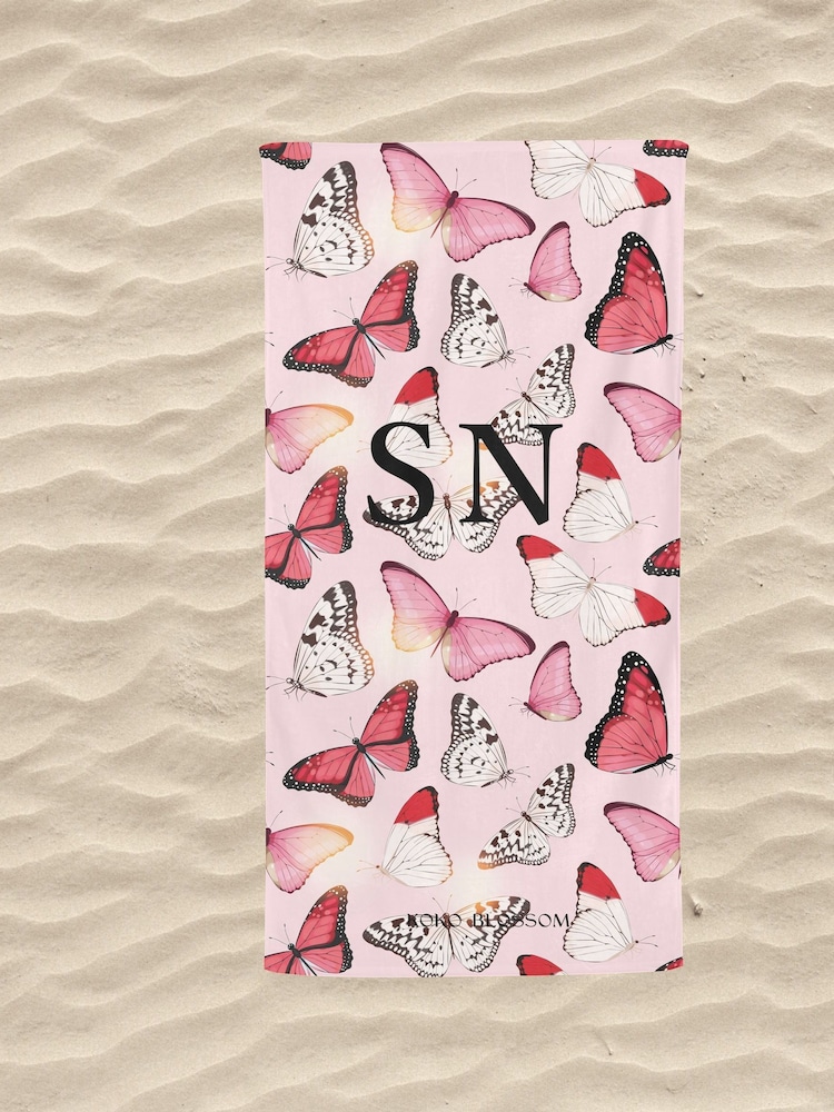 Personalised Butterfly Print Beach Towel by Koko Blossom - Image 1 of 2