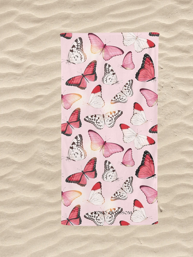 Personalised Butterfly Print Beach Towel by Koko Blossom - Image 2 of 2
