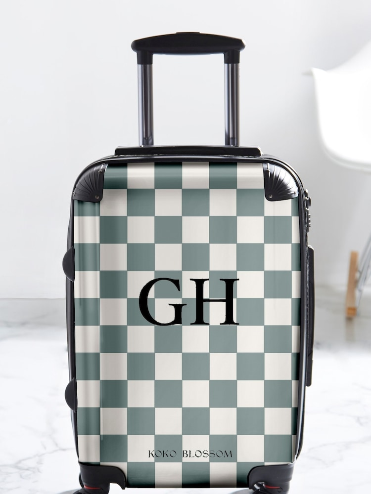 Personalised Checkerboard Suitcase by Koko Blossom - Image 1 of 2