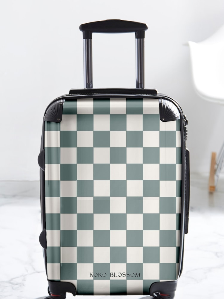Personalised Checkerboard Suitcase by Koko Blossom - Image 2 of 2 Personalised Checkerboard Suitcase by Koko Blossom - Image 2 of 2
