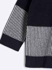River Island Blue Boys Blocked Quarter Zip 100% Cotton Jumper - Image 3 of 4