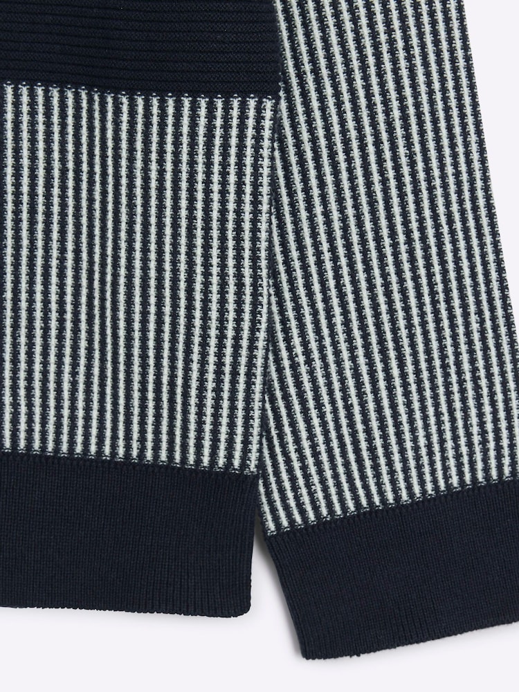 River Island Blue Boys Blocked Quarter Zip 100% Cotton Jumper - Image 4 of 4