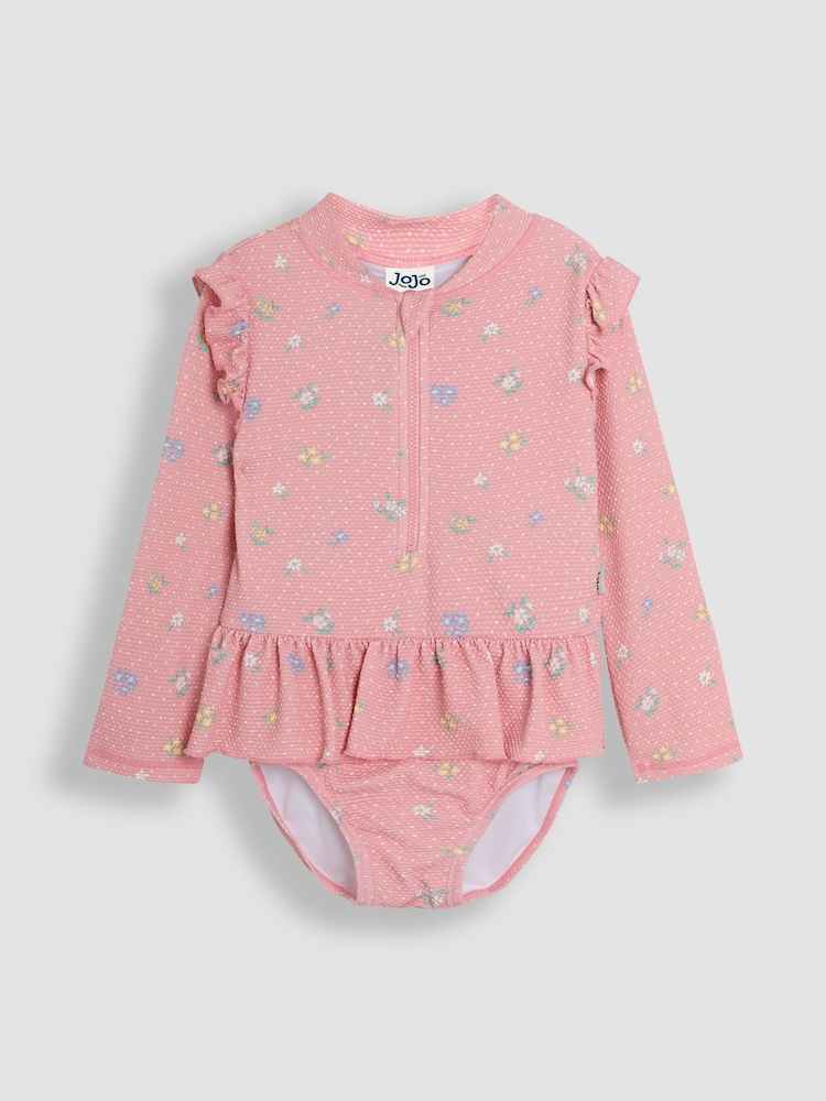 JoJo Maman Bébé Textured Long Sleeve Swimsuit - Imagen 1 de 3