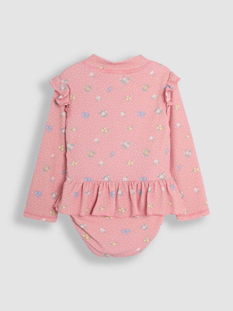 JoJo Maman Bébé Textured Long Sleeve Swimsuit - Imagen 2 de 3